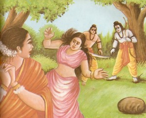 Surpanaka trying attack sita